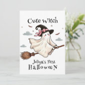 Invitation Sorcière mignonne simple et élégante pour le premi (Debout devant)