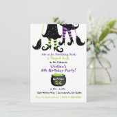 Invitation Sorcière moderne sorcière Halloween Anniversaire (Debout devant)