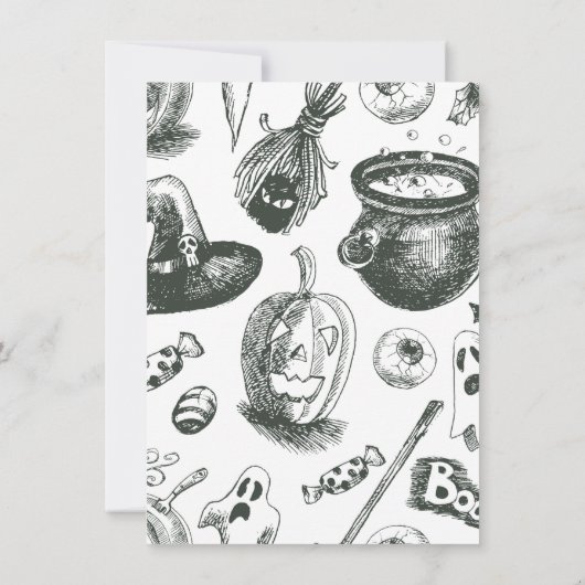 Invitation Sorcière moderne sorcière Halloween Anniversaire (Dos)