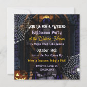Invitation Sorcière noire et violette | Parti d'Halloween (Dos)