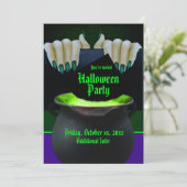 Invitation Sorcière noire verte et violette (Debout devant)