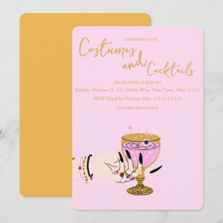 Invitation Sorcière Rose Costumes et Cocktails Halloween
