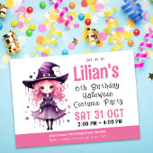 Invitation Sorcière rose Halloween Costume fête Anniversaire