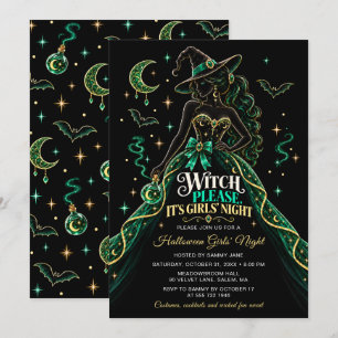 Invitation Sorcière s'il vous plaît Fête de filles Halloween
