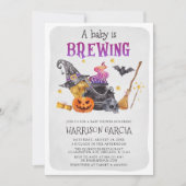 Invitation Sorcière Un Bébé Brûle Le Baby shower D'Halloween (Devant)