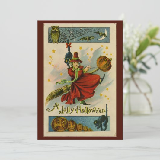 Invitation Sorcière vintage d'Halloween (Debout devant)