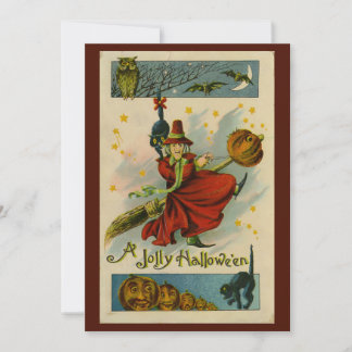 Invitation Sorcière vintage d'Halloween