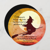 Invitation sorcière volante Halloween no 3 (Devant / Derrière)