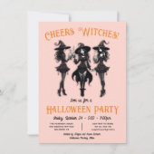 Invitation Sorcières à la fête d'Halloween (Devant)