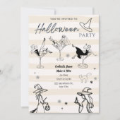 Invitation Sorcières à la fête d'Halloween Martini lunettes (Devant)