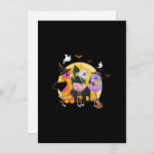 Invitation Sorcières avec des poches Halloween 2020 Flamant r (Devant / Derrière)