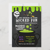 Invitation Sorcières Cauldron Halloween Anniversaire Invitati (Devant)