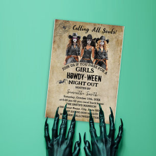 Invitation Sorcières d'Halloween Howdy-ween Jour de la fête d