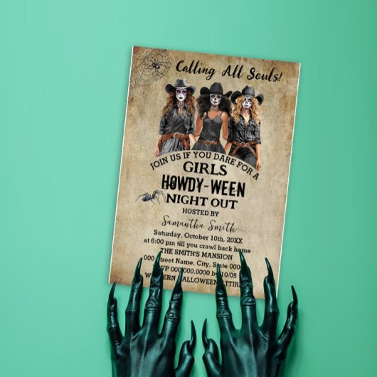 Invitation Sorcières d'Halloween Howdy-ween Jour de la fête d