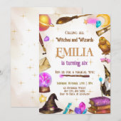 Invitation Sorcières et sorcières Fille Anniversaire Fête mag (Devant / Derrière)
