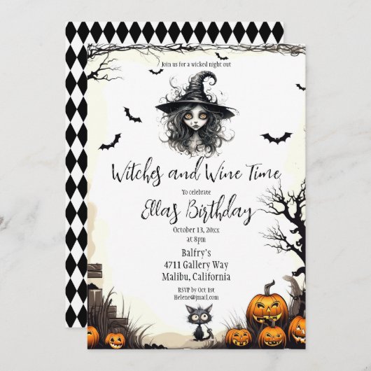 Invitation Sorcières et vin (Devant / Derrière)