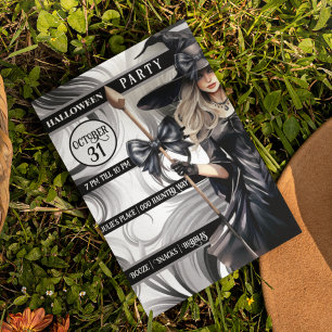 Invitation Sorcières fête d'Halloween avec Arrière - plan tor