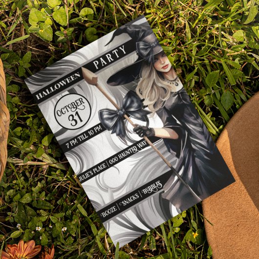 Invitation Sorcières fête d'Halloween avec Arrière - plan tor