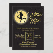 Invitation Sorcières Filles de nuit Soirée Halloween (Devant / Derrière)