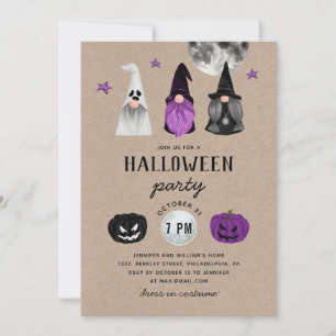 Invitation Sorcières Gnomes, Fantôme. Parti d'Halloween Rusti