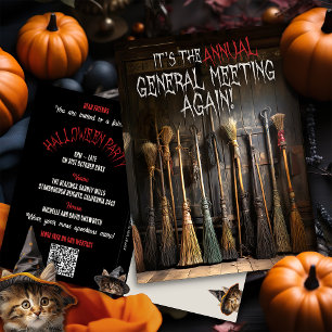 Invitation sorcières Halloween Balais Rustiques