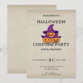 Invitation Sorcières Jack-O' Lanterns Casquette Halloween Vin (Devant / Derrière)