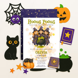 Invitation Sorcières lunaires Hocus Pocus Halloween Anniversa