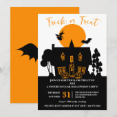 Invitation Sorcières Trick ou traiter la fête d'Halloween (Devant / Derrière)