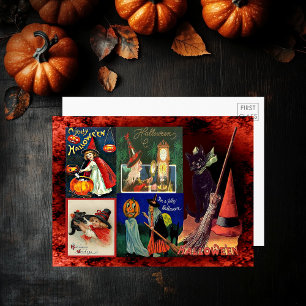 Invitation Sorcières vintages Chats noirs Collage Grande cart