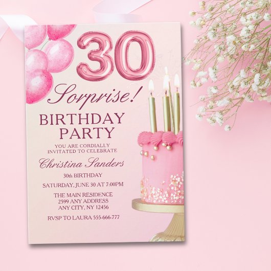 Invitation Sorprise Birthday Party 30th Birthday with Numers