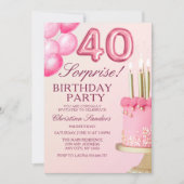 Invitation Sorprise Birthday Party 40th Birthday with Numers  (Devant)