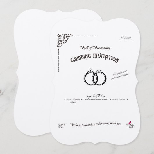 Invitation Sort Mariage de Sortilège d'Evocation (Devant / Derrière)