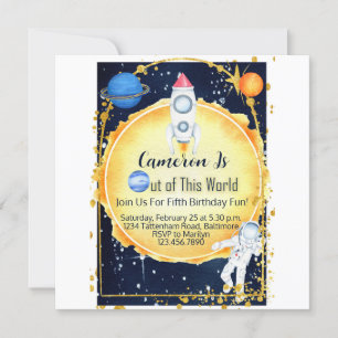 Invitation Sortez de ce monde de l'espace Anniversaire Invita