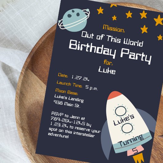 Invitation Sortez de ce monde de l'espace Anniversaire Invita