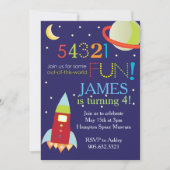 Invitation Sortez de cette fête d'anniversaire de l'espace mo (Devant)