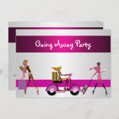 Invitation Sortir Fête Filles Vélo Bagage Amusant (Devant / Derrière)