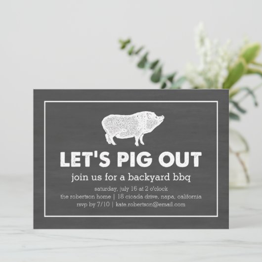 Invitation Sortons de porc ! | Barbecue noir et blanc (Debout devant)