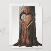 Invitation Souche d'arbre à cœur sculpté Photo rustique Save (Dos)
