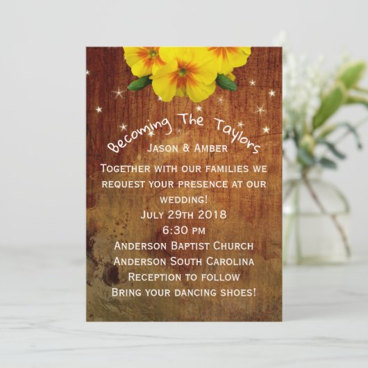 Invitation Soucis sur le bois (Debout devant)