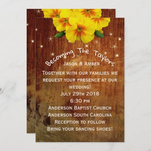 Invitation Soucis sur le bois (Devant / Derrière)