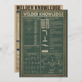 Invitation soudeur rétro connaissances soudage vert (Devant / Derrière)