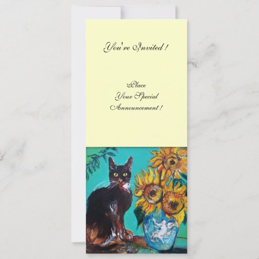 INVITATION SOUFFLE ET CHAT NOIR À LA FÊTE D'ÉTÉ TURQUOISE BLE (Dos)