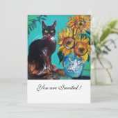 INVITATION SOUFFLE ET CHAT NOIR À LA FÊTE D'ÉTÉ TURQUOISE BLE (Debout devant)