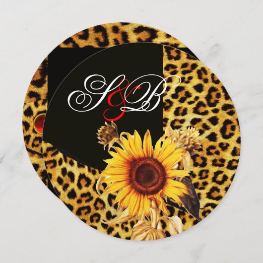 INVITATION SOUFFLE, LÉOPARD FUR RIBBON, ROUGE RUBY GEMSTONE (Devant / Derrière)