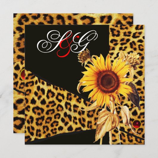 INVITATION SOUFFLE, LÉOPARD FUR RIBBON, ROUGE RUBY GEMSTONE (Devant / Derrière)