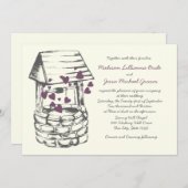 Invitation Souhaitez bien Coeurs de prune Mariages (Devant / Derrière)