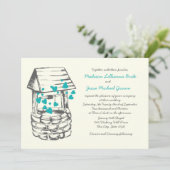 Invitation Souhaitez bien Coeurs Turquoise Mariages (Debout devant)