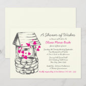 Invitation Souhaitez bien Fête des mariées Coeurs roses (Devant / Derrière)