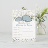 Invitation Souhaits de baleines bleues et dorées pour le jeu (Debout devant)