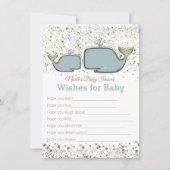 Invitation Souhaits de baleines bleues et dorées pour le jeu (Devant)